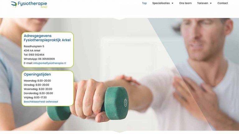 Arkel-Fysiotherapie screenshot homepage